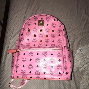 Pink mcm backpack